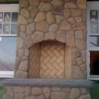 Fieldstone Fireplace with Bluestone Hearth