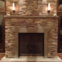 Cultured Stone Fireplace with Natural Stone Hearth and Mantle